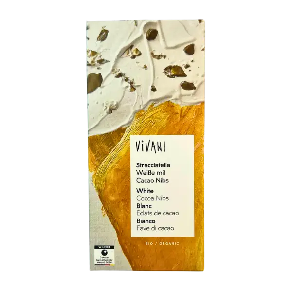 Шоколад білий органічний Страчатела з ваніллю Vivani, 80г купити