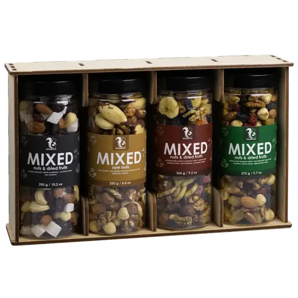 Набір Горіхів та Сухофруктів у дерев'яній підставці №1, 1,075кг купити