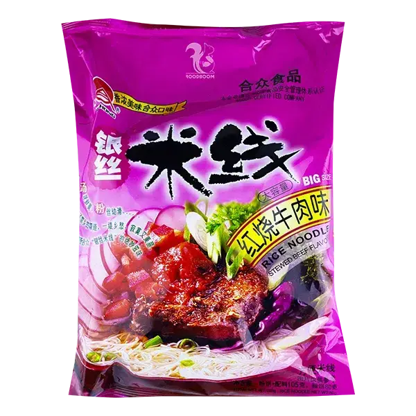 Локшина Hezhong рисова зі смаком тушеної яловичини, 105г купити