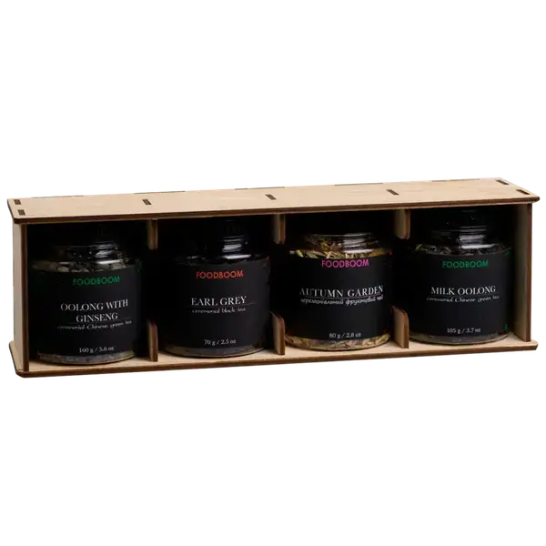 Набір чаю в дерев'яній підставці №3 (4 банки), 415г купити