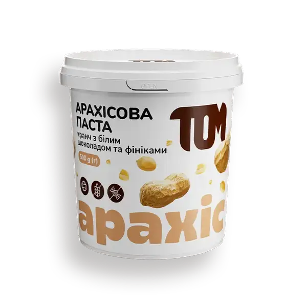 Арахісова паста кранч з фініками та білим шоколадом, 500г купити