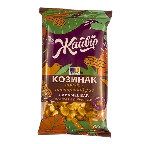 Козинак Арахісовий з повітряним рисом Жайвір, 60г купити