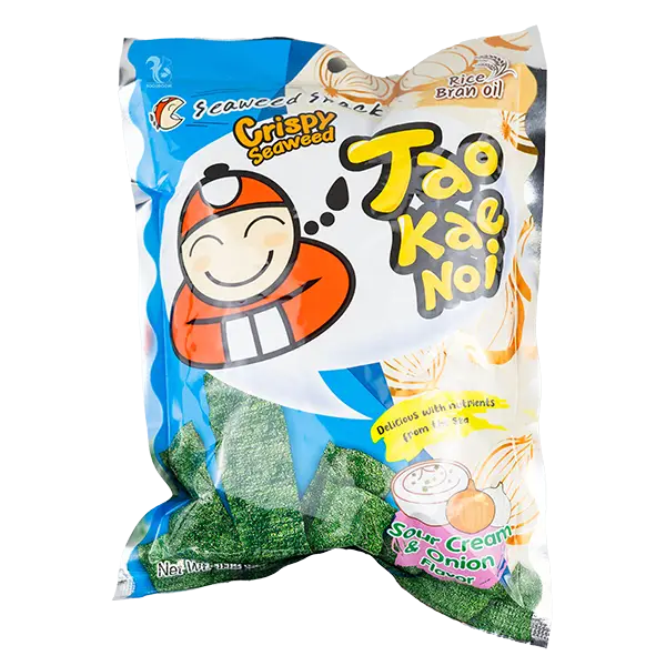 Хрусткі морські водорості Tao Kae Noi зі смаком сметани та цибулі, 32г купити