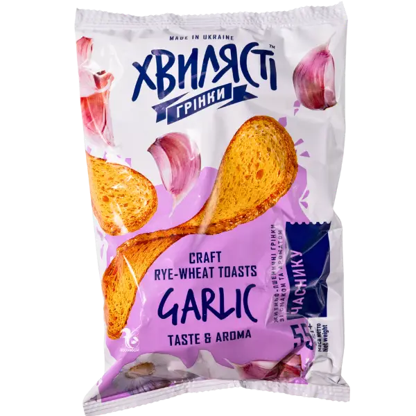 Хвилясті Грінки Garlic, 55г купити