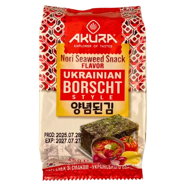 Чипси Норі зі смаком Українського борщу Akura, 4,5г купити