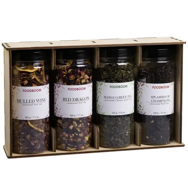 Набір чаю в дерев'яній підставці №7 (4 банки), 655г купити