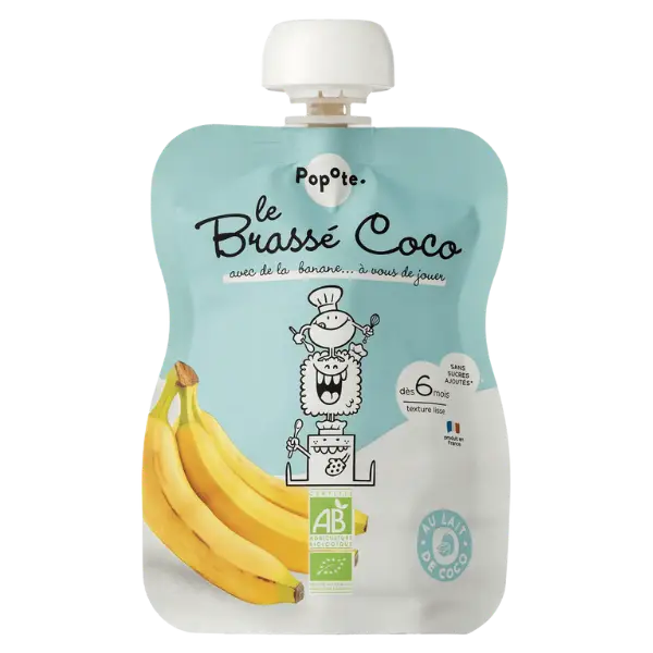 Дитяче харчування Кокосове молоко та банан смузі органічне Popote (з 6 місяців), 100г купити