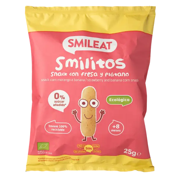 Дитяче харчування Полуниця і банан палички кукурудзяні органічні Smileat (з 8 місяців), 25г купити