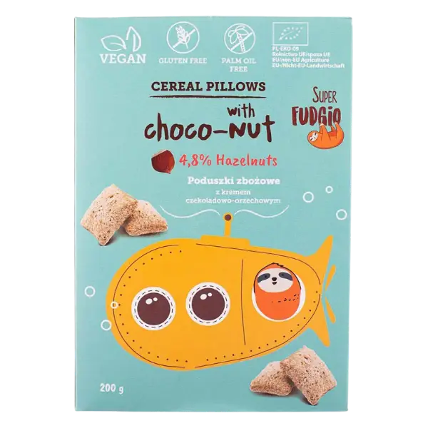 Злакові подушечки з горіховим кремом органічні Super Fudgio, 200г купити