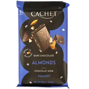 Чорний шоколад Cachet з мигдалем, 300г купити