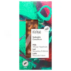 Шоколад молочний органічний з цільною ліщиною Vivani, 100г купити