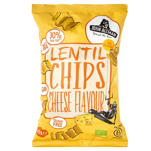 Чипси з сочевиці органічні зі смаком сиру John Altman, 75г купити