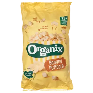 Снеки Банановий пафкорн органічні Organix (з 12 місяців), 4х10г купити