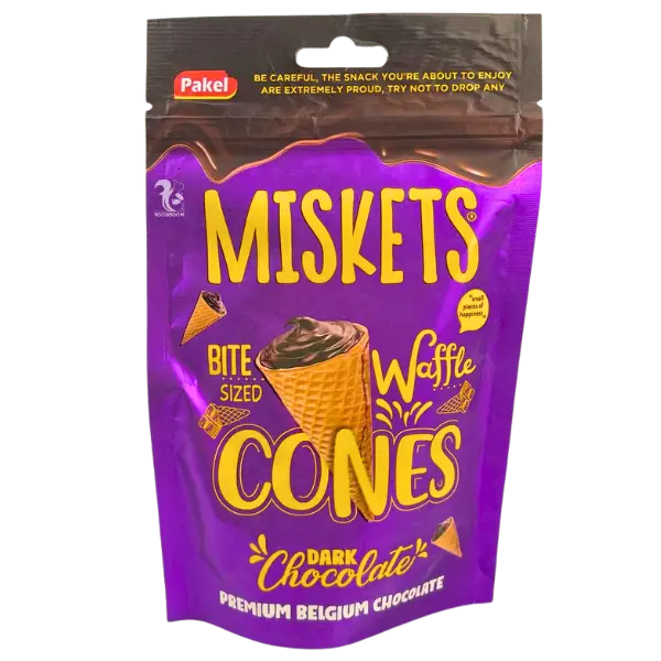 Міні-ріжки вафельні з чорним шоколадом Miskets, 70г купити