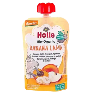 Пюре Banana-Lama з бананом, яблуком, манго й абрикосом органічне Holle (з 6 місяців), 100г купити