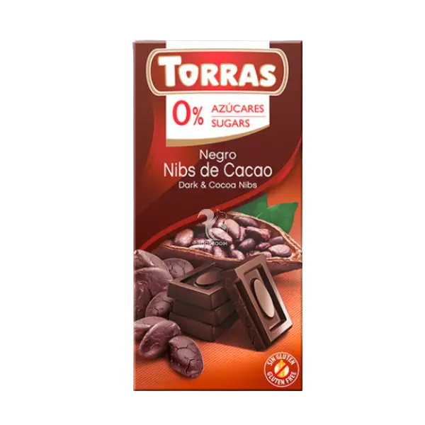 Чорний шоколад Torras какао-боби (без цукру), 75г купити