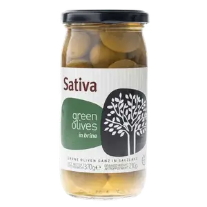 Оливки зелені цілі в розсолі Sativa, 370г купити