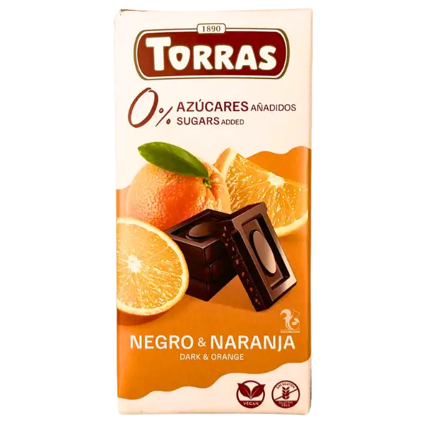 Чорний шоколад Torras апельсин (без цукру), 75г купити