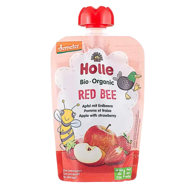 Пюре Red Bee з яблуком та полуницею органічне Holle (з 8 місяців), 100г купити