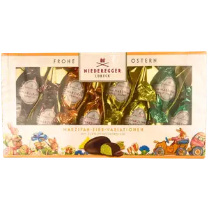 Шоколадні яйця Niederegger з темного шоколаду (еспресо, апельсин, ананас, фісташка), 100г купити
