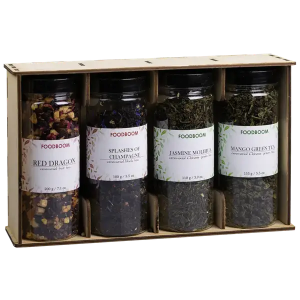 Набір чаю в дерев'яній підставці №8 (4 банки), 565г купити