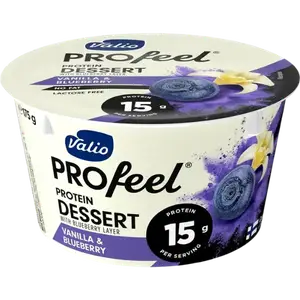 Протеїновий десерт Valio зі смаком ванілі та чорниці (без лактози), 175г купити