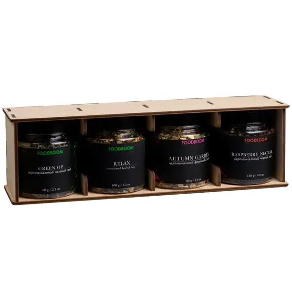 Набір чаю в дерев'яній підставці №4 (4 банки), 360г купити