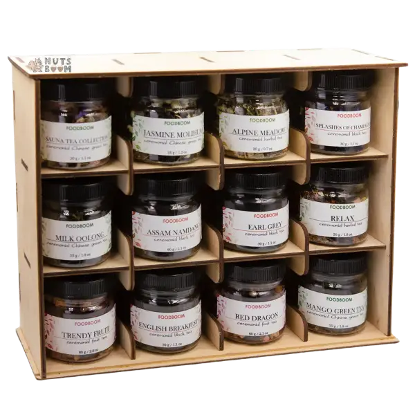 Подарунковий набір чаю в дерев'яній підставці (12 смаків) купити