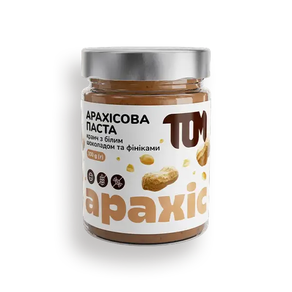 Арахісова паста кранч з фініками та білим шоколадом, 300г купити