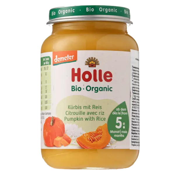 Дитяче харчування Гарбуз з рисом органічне Holle (з 5 місяців), 190г купити