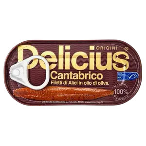 Консерви рибні Філе кантабрійського анчоуса в оливковій олії Delicius, 28г купити