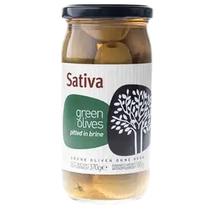 Оливки зелені в розсолі Sativa (без кісточок), 370г купити