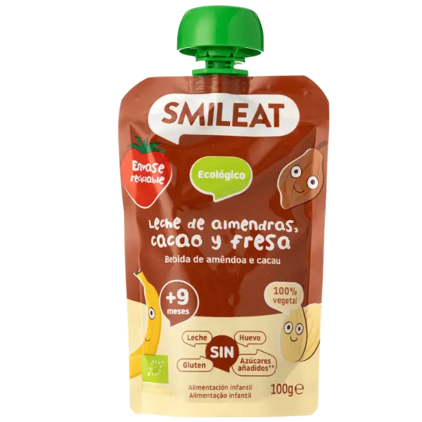 Дитяче харчування Мигдаль, какао і полуниця пюре органічне Smileat (з 9 місяців), 100г купити