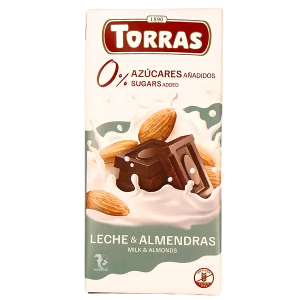Молочний шоколад Torras з мигдалем (без цукру), 75г купити