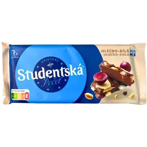 Молочно-білий шоколад Studentska з арахісом, родзинками та желе, 170г купити