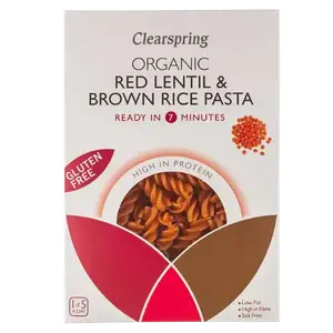 Фузіллі із червоної сочевиці і коричневого рису органічні Clearspring (без глютену), 250г купити